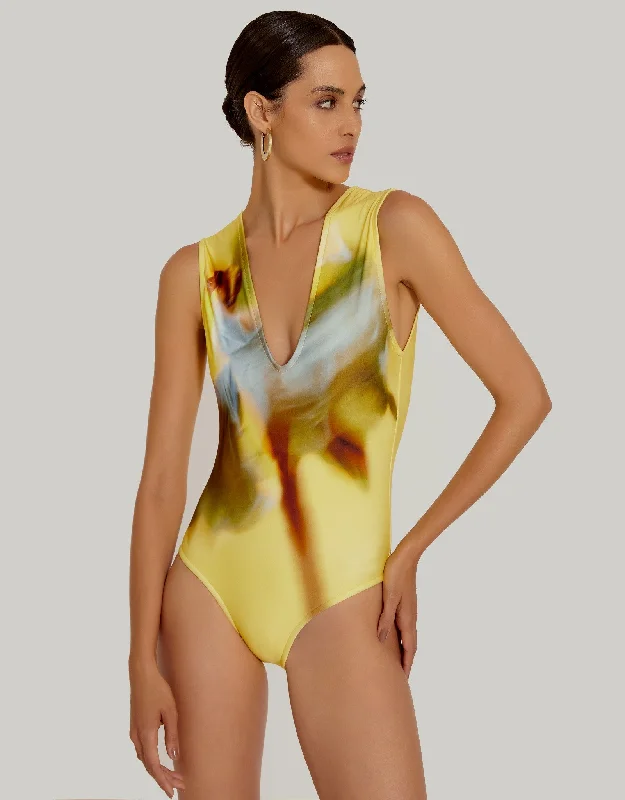 V Neck One Piece in Freesia