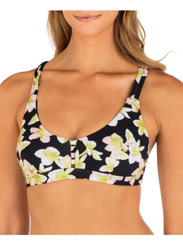 Max Plumeria Womens Floral Print Strappy Bikini Swim top